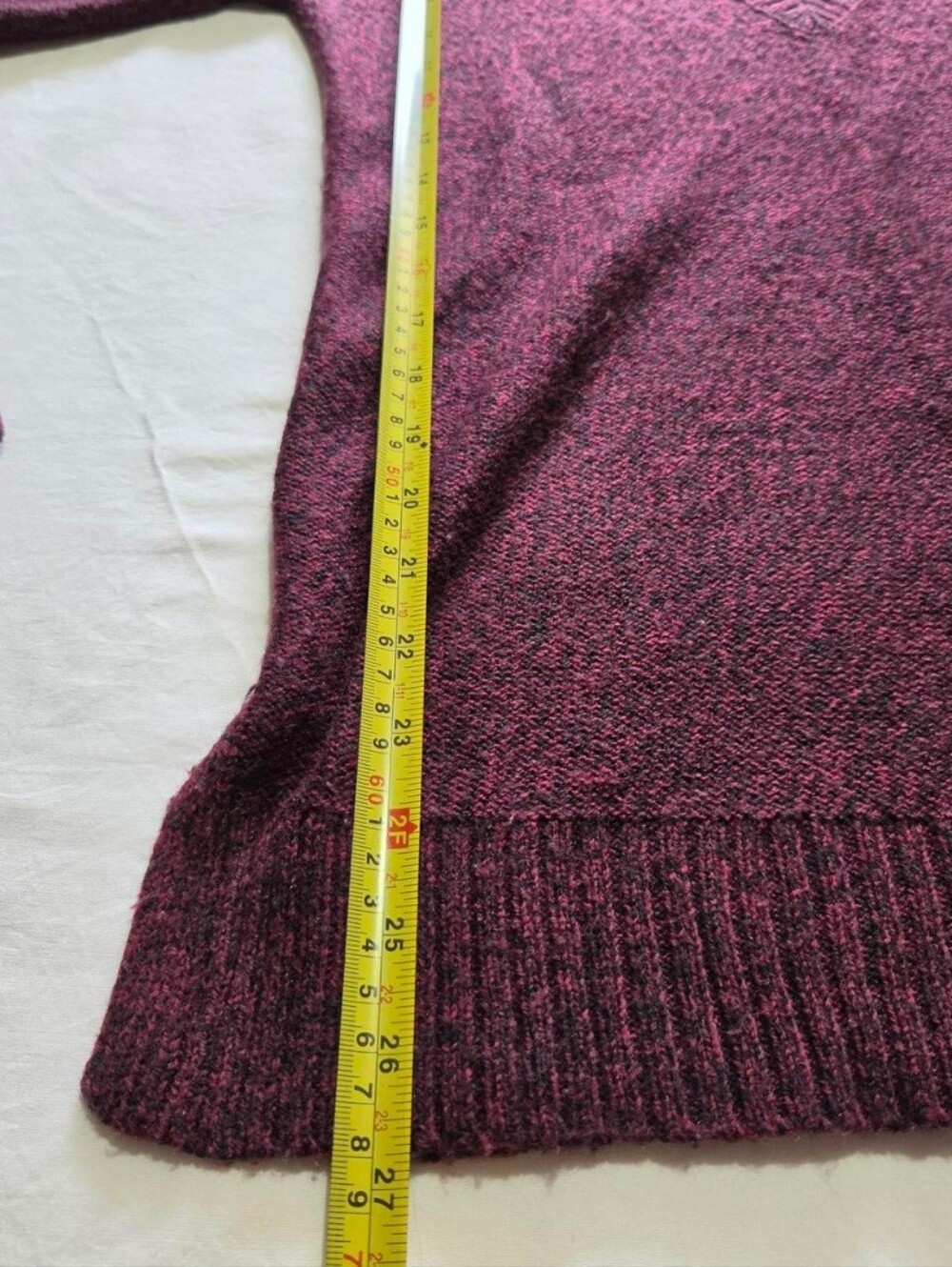 Women’s Burgundy Knit V-Neck Sweater - Picture 2 of 7